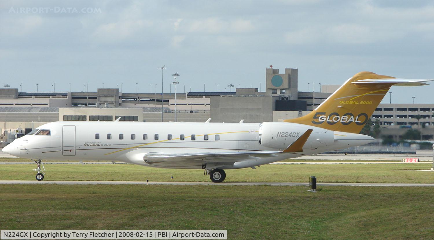 N224GX, 2006 Bombardier BD-700-1A11 Global 5000 C/N 9224, The business aircraft traffic at West Palm Beach on the Friday before President's Day always provides the aviation enthusiast / photographer with a treat