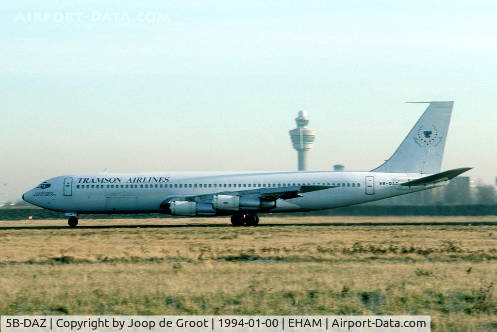 5B-DAZ, 1967 Boeing 707-328C C/N 19521, Early afternoon take off from Amsterdam-Schiphol