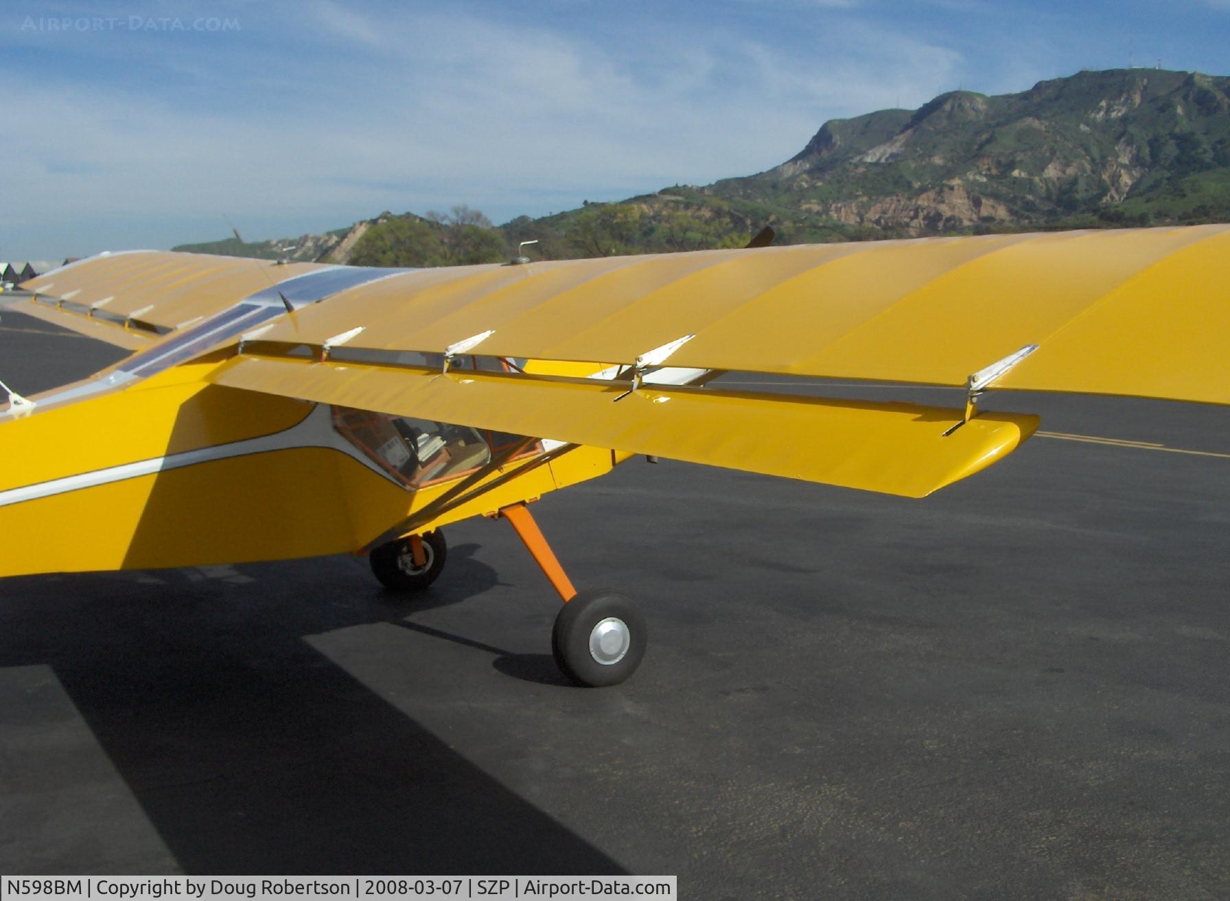 N598BM, 1994 Skystar Kitfox IV C/N CCU004, 1994 Durbin KITFOX IV, Continental O-200 100 Hp, flaperons