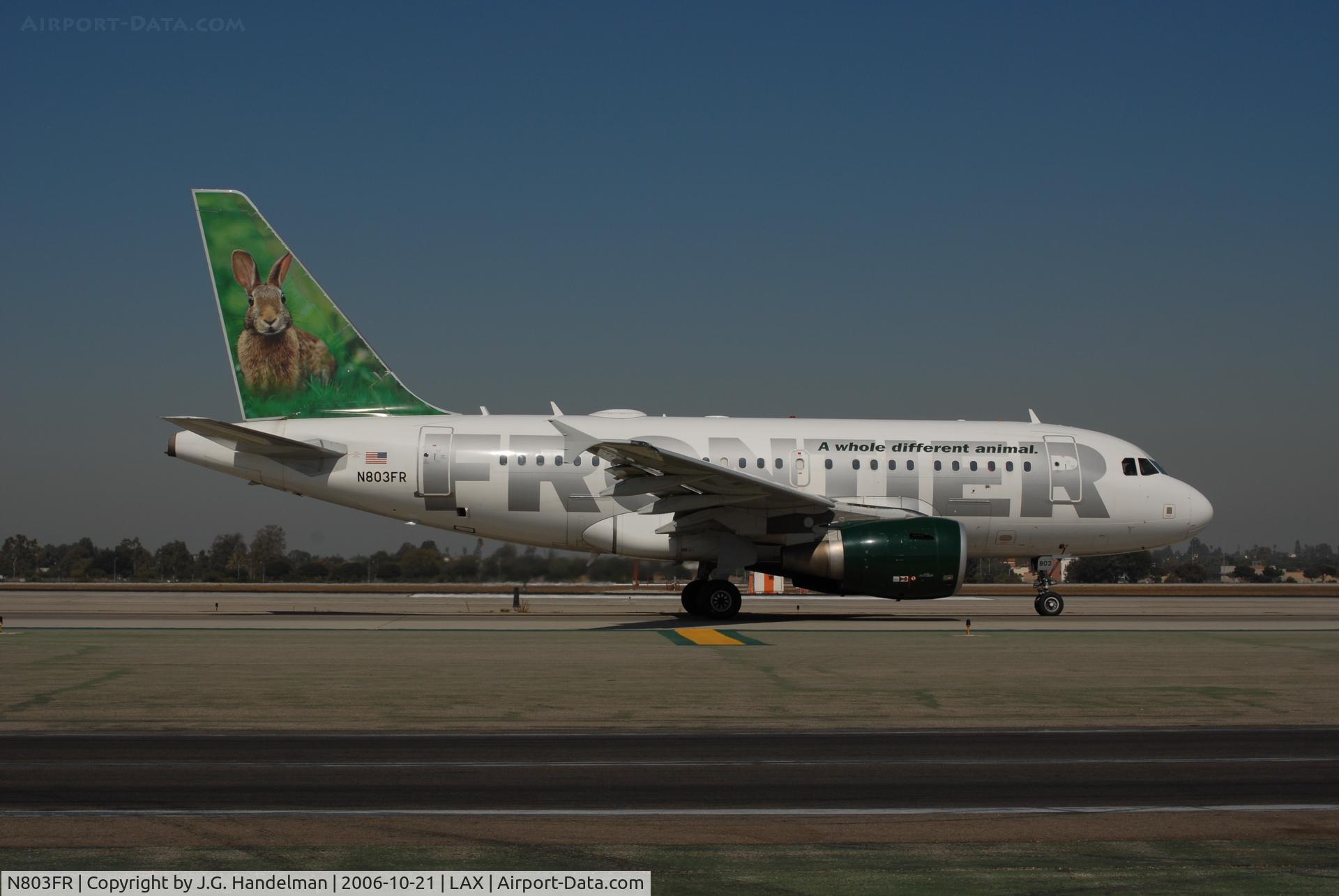 N803FR, 2003 Airbus A318-111 C/N 2017, taxi @ LAX
