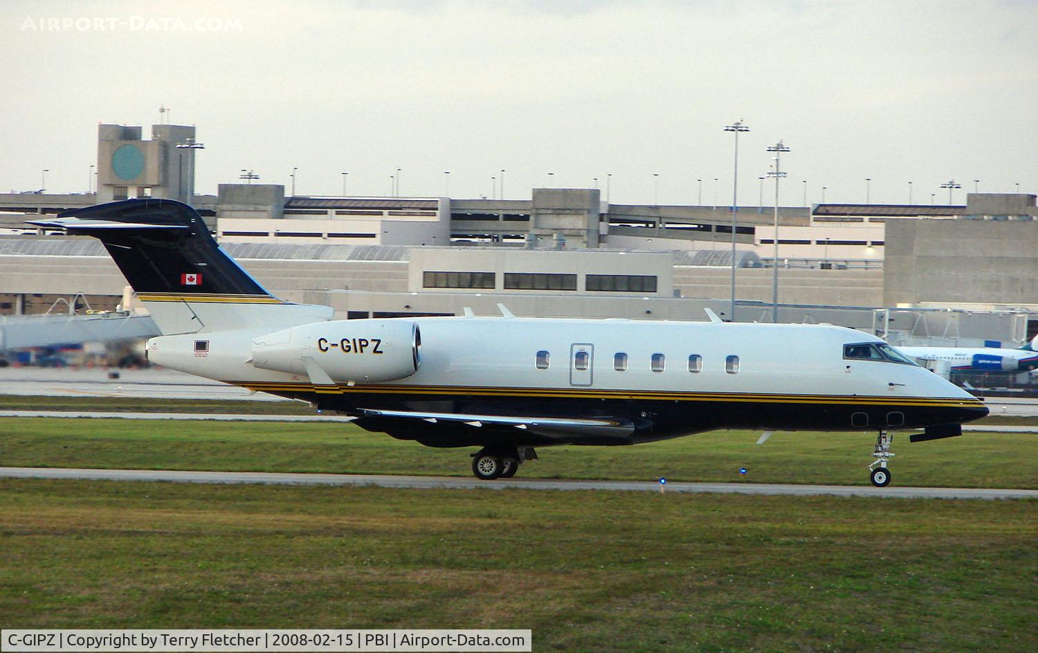 C-GIPZ, 2001 Bombardier Challenger 300 (BD-100-1A10) C/N 20005, The business aircraft traffic at West Palm Beach on the Friday before President's Day always provides the aviation enthusiast / photographer with a treat