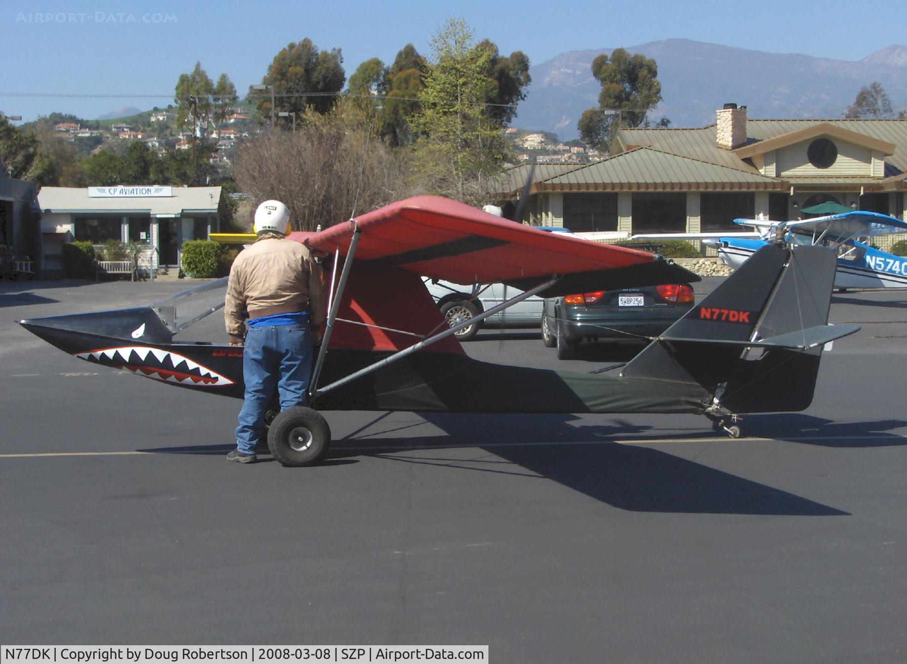 N77DK, 2004 Advanced Aviation Carrera C/N 001, Advanced Aviation CARRERA Ultralight, Rotax 503 2 cylinder 2 stroke 52 Hp pusher, cockpit for one. Pull start engine arrangement