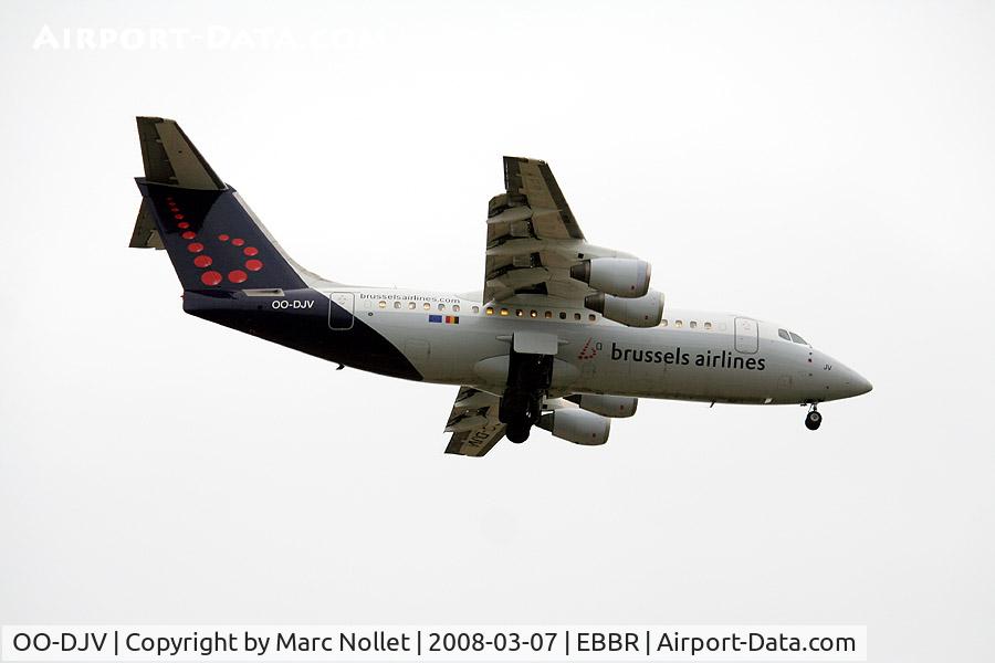 OO-DJV, 1996 British Aerospace Avro 146-RJ85 C/N E.2295, Landing at Brussels Airport