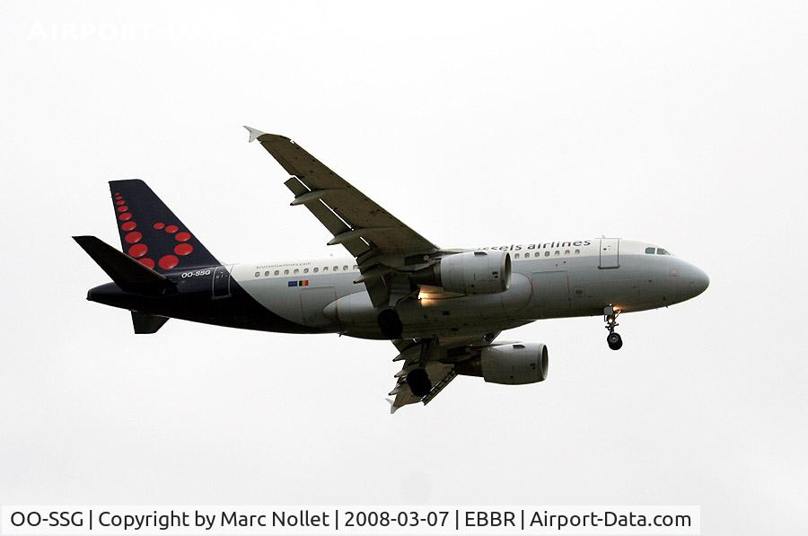 OO-SSG, 2000 Airbus A319-112 C/N 1160, Landing at Brussels Airport