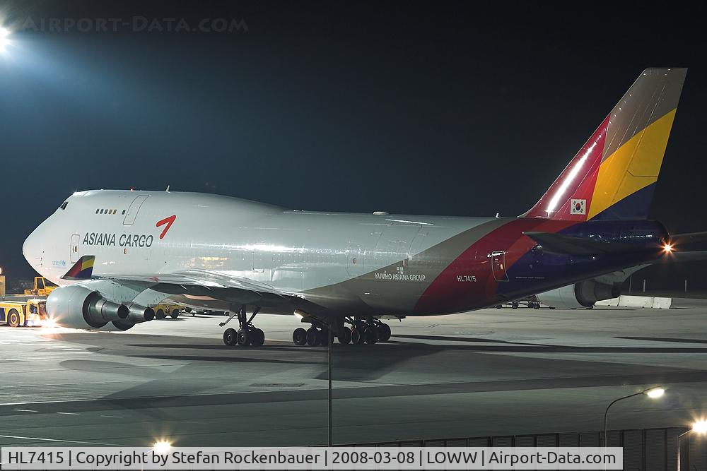 HL7415, 1993 Boeing 747-48EM(BDSF) C/N 25777, Asiana Cargo 747 before pushback.