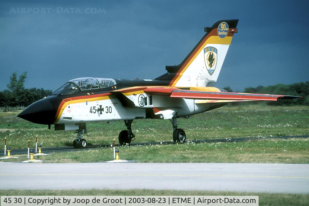 45 30, Panavia Tornado IDS C/N 577/GS178/4230, This specially painted Tornado shows well against the upcoming thunderstorm.
