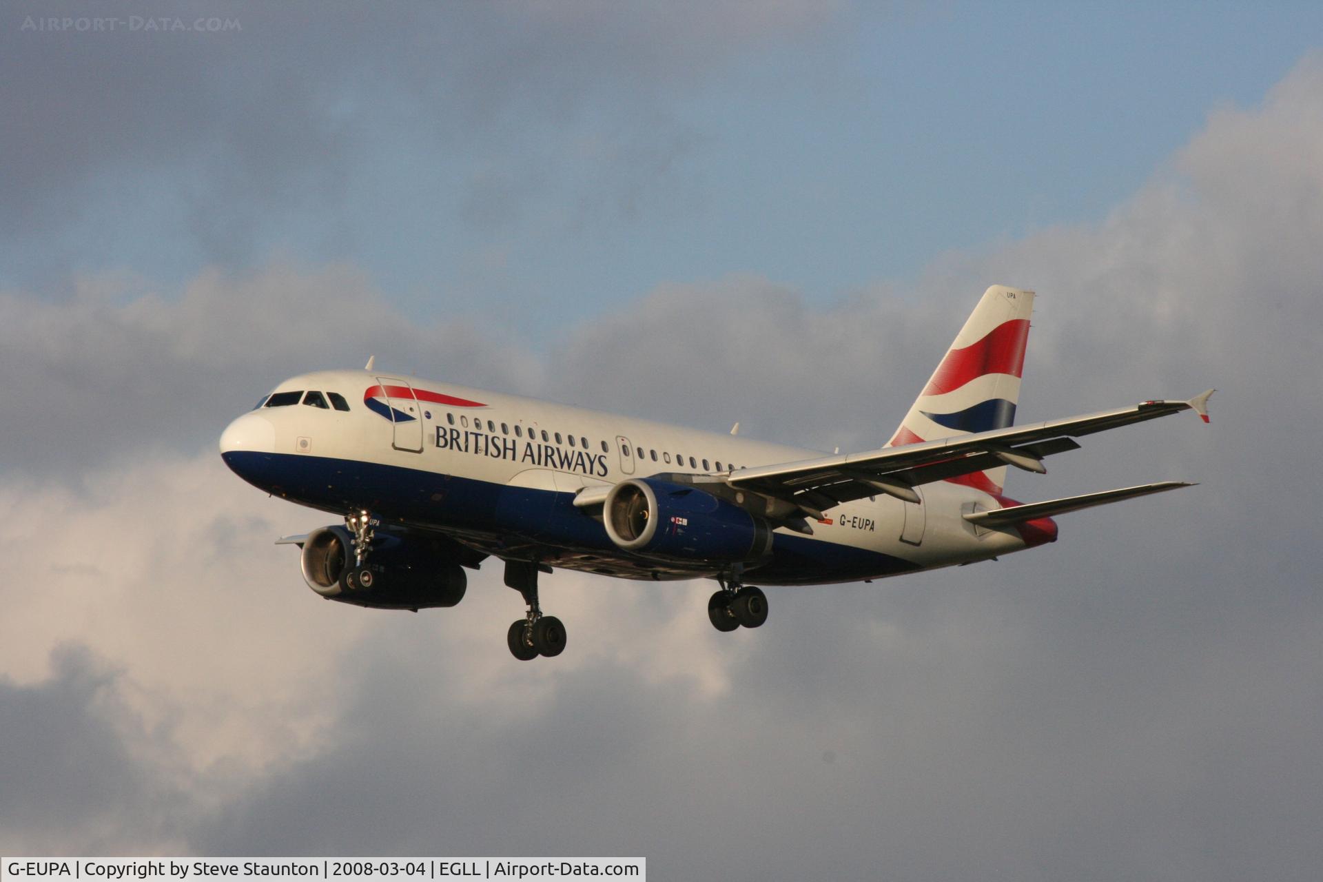 G-EUPA, 1999 Airbus A319-131 C/N 1082, Taken at Heathrow Airport March 2008