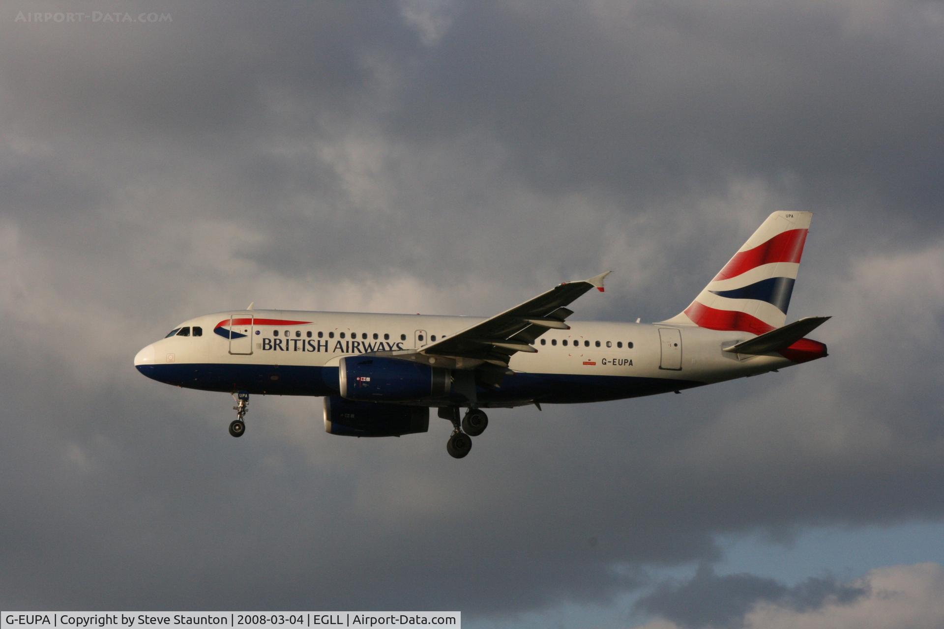 G-EUPA, 1999 Airbus A319-131 C/N 1082, Taken at Heathrow Airport March 2008