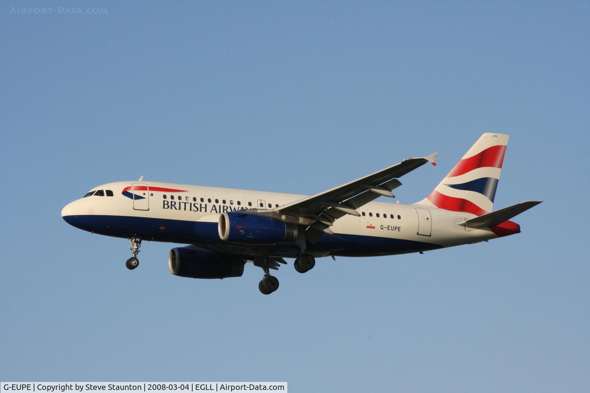 G-EUPE, 2000 Airbus A319-131 C/N 1193, Taken at Heathrow Airport March 2008