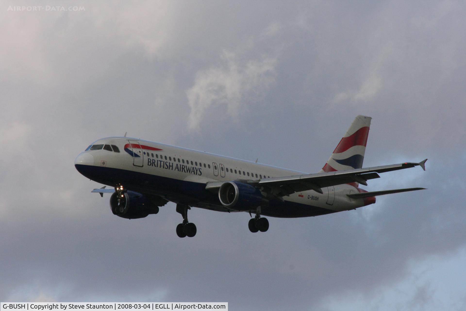 G-BUSH, 1989 Airbus A320-211 C/N 042, Taken at Heathrow Airport March 2008