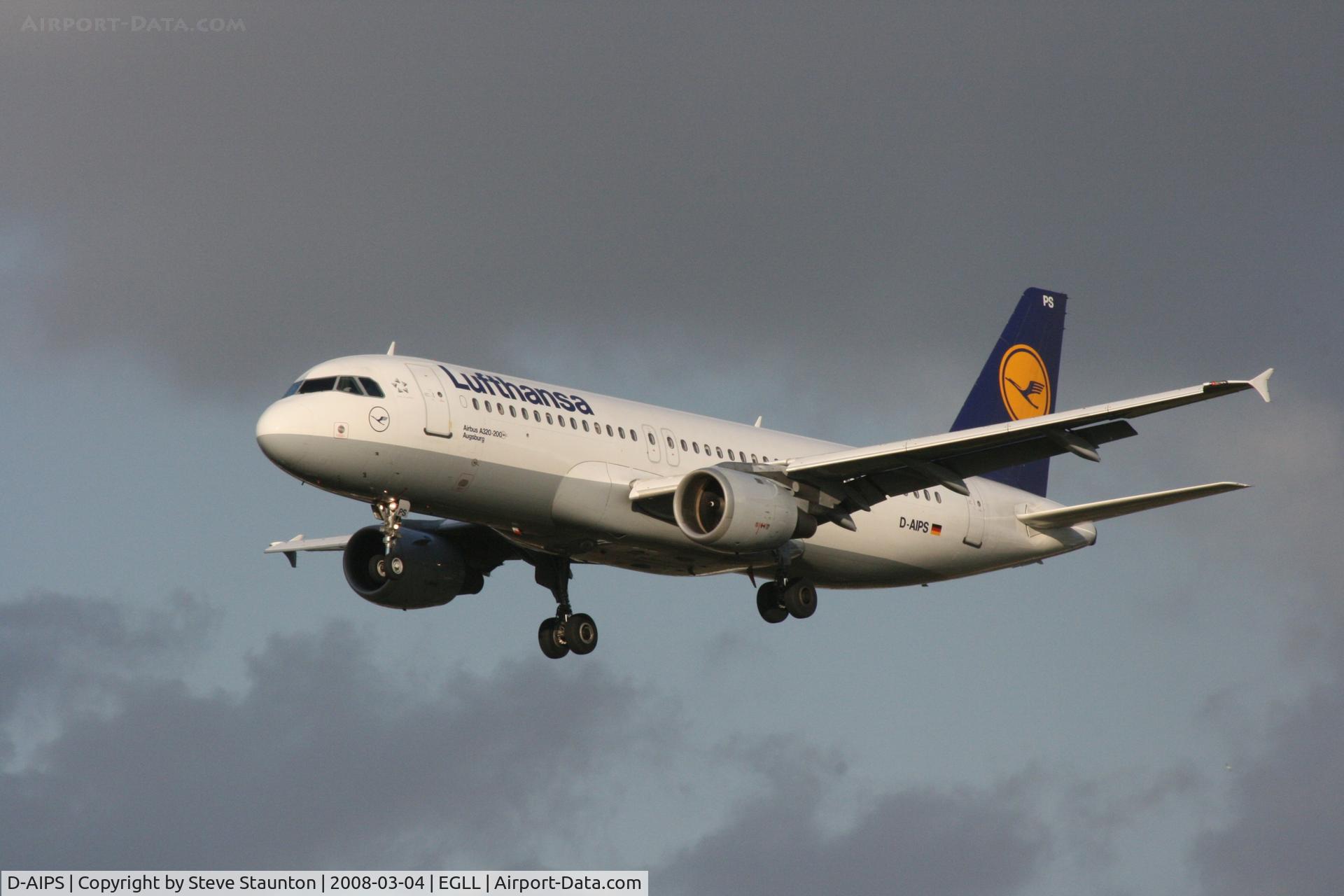 D-AIPS, 1990 Airbus A320-211 C/N 0116, Taken at Heathrow Airport March 2008