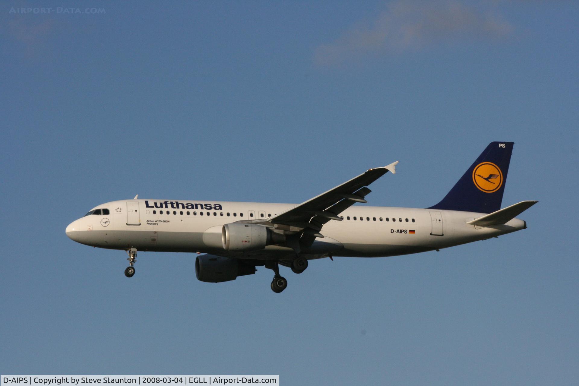 D-AIPS, 1990 Airbus A320-211 C/N 0116, Taken at Heathrow Airport March 2008