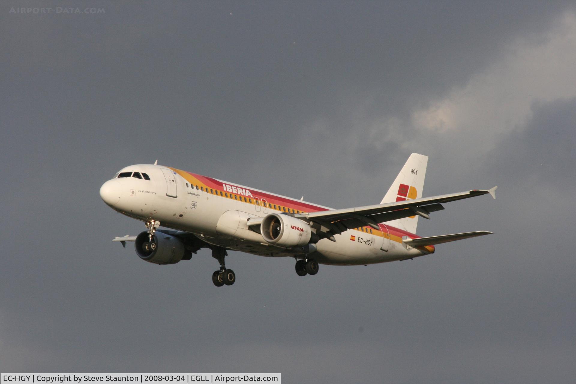 EC-HGY, 2000 Airbus A320-214 C/N 1200, Taken at Heathrow Airport March 2008