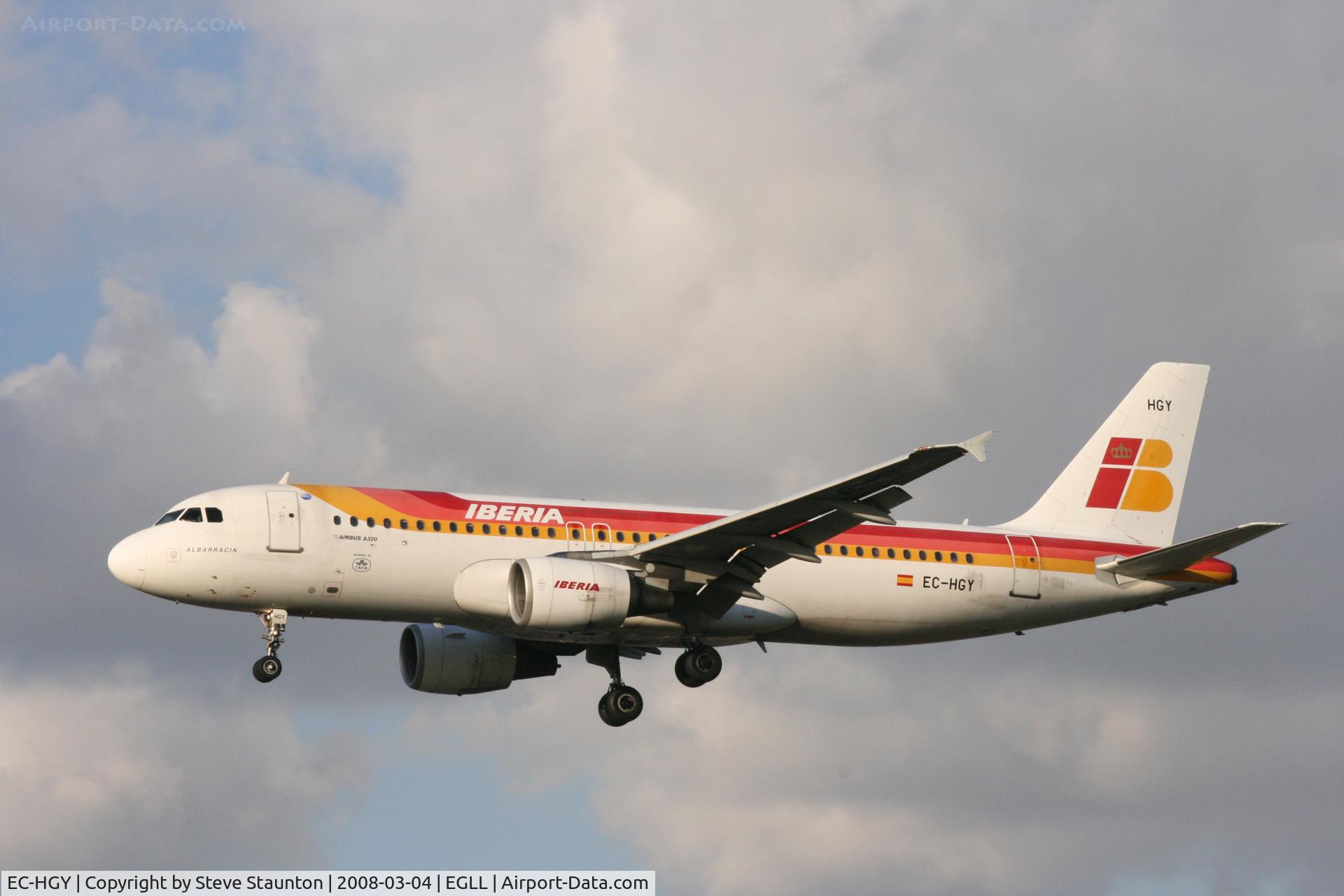 EC-HGY, 2000 Airbus A320-214 C/N 1200, Taken at Heathrow Airport March 2008
