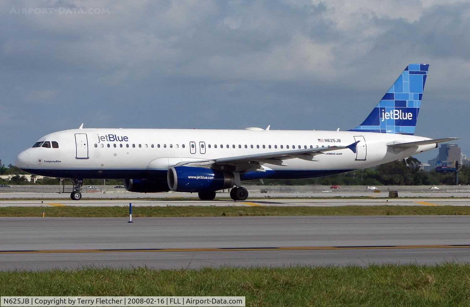 N625JB, 2005 Airbus A320-232 C/N 2535, Jetblue A320 prepares to depart FLL