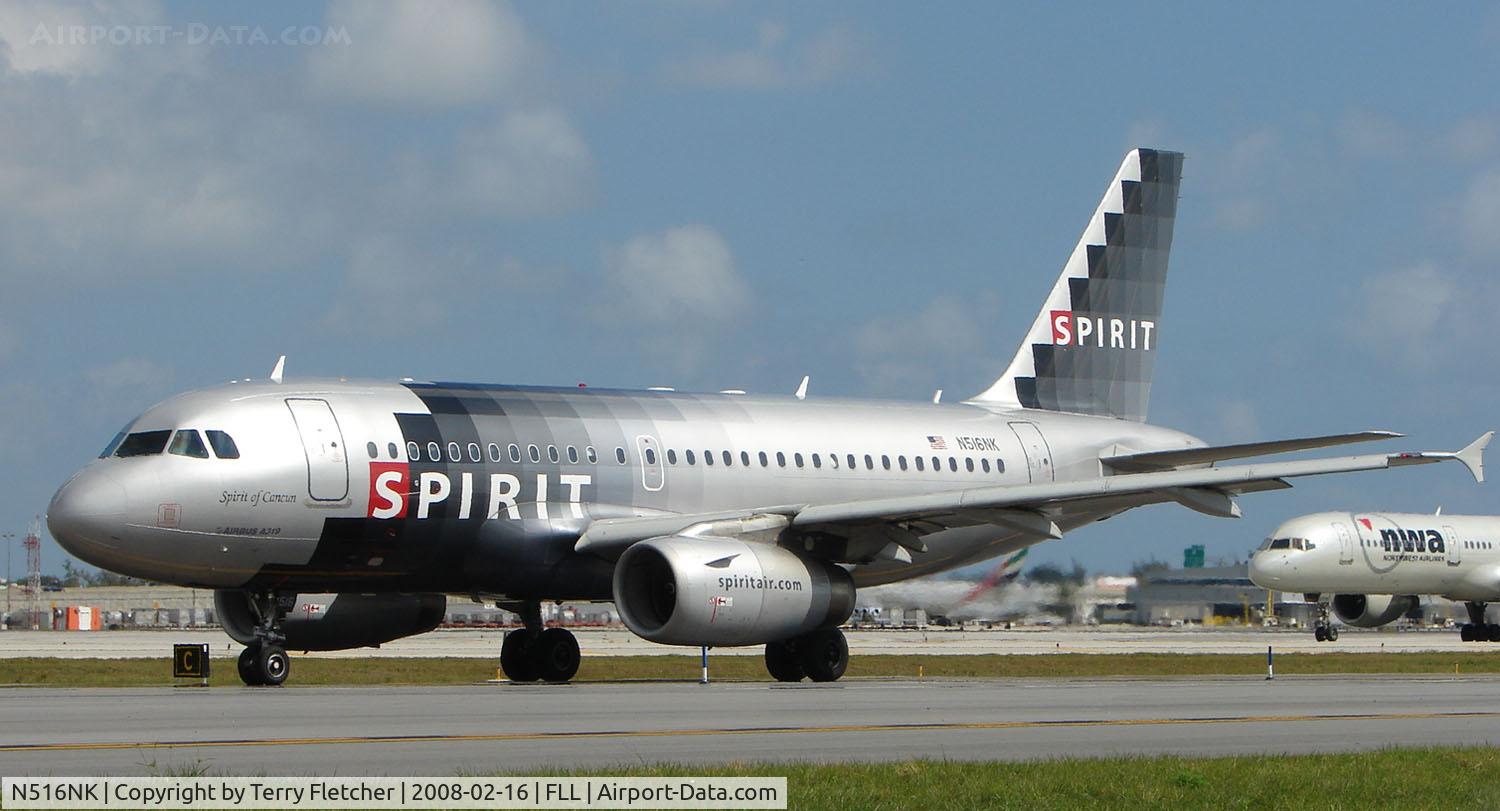 N516NK, 2006 Airbus A319-132 C/N 2704, Spirit A319 taxying in at FLL