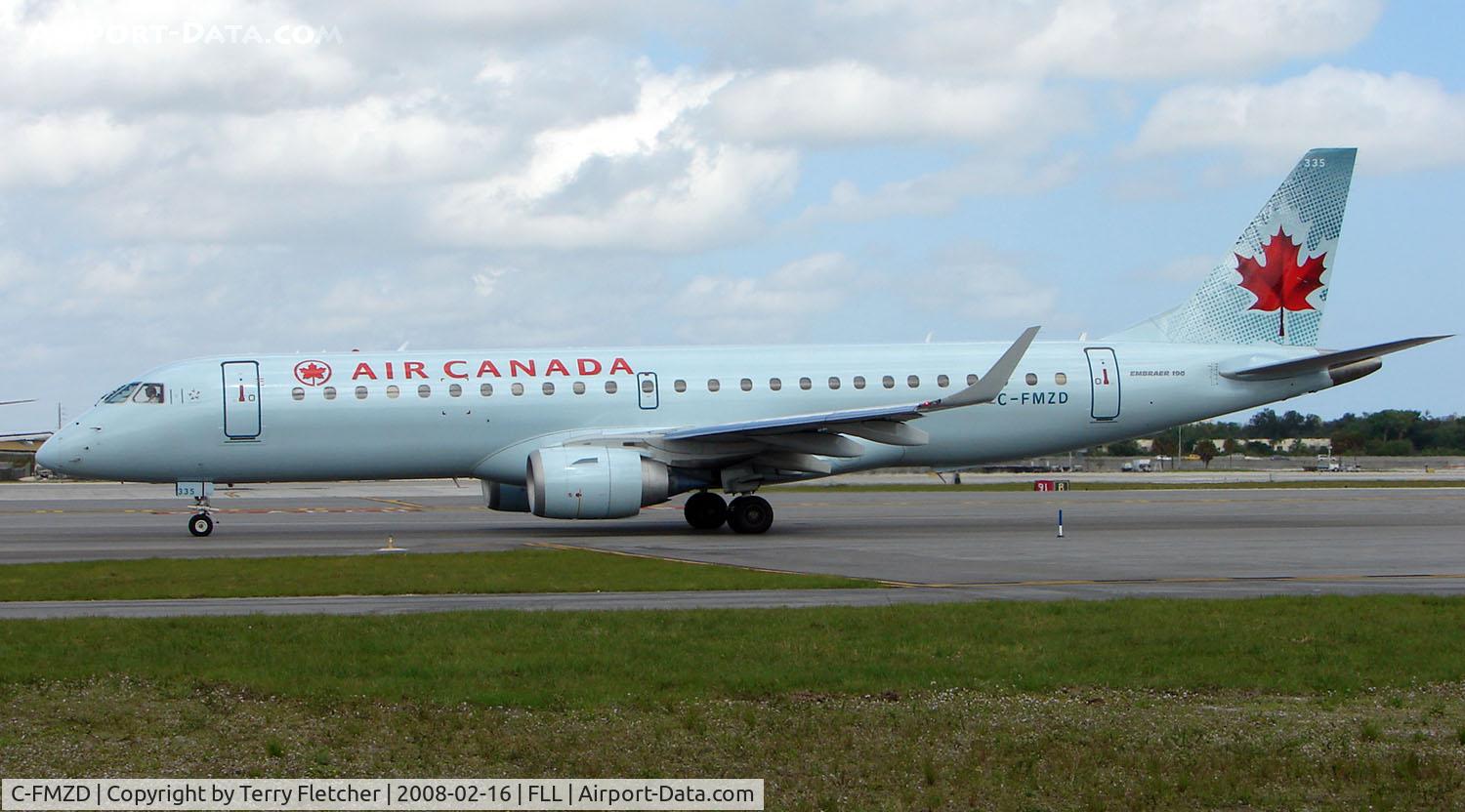 C-FMZD, 2007 Embraer 190AR (ERJ-190-100IGW) C/N 19000115, Air Canada E190 taxies  for departure from Ft Lauderdale Int