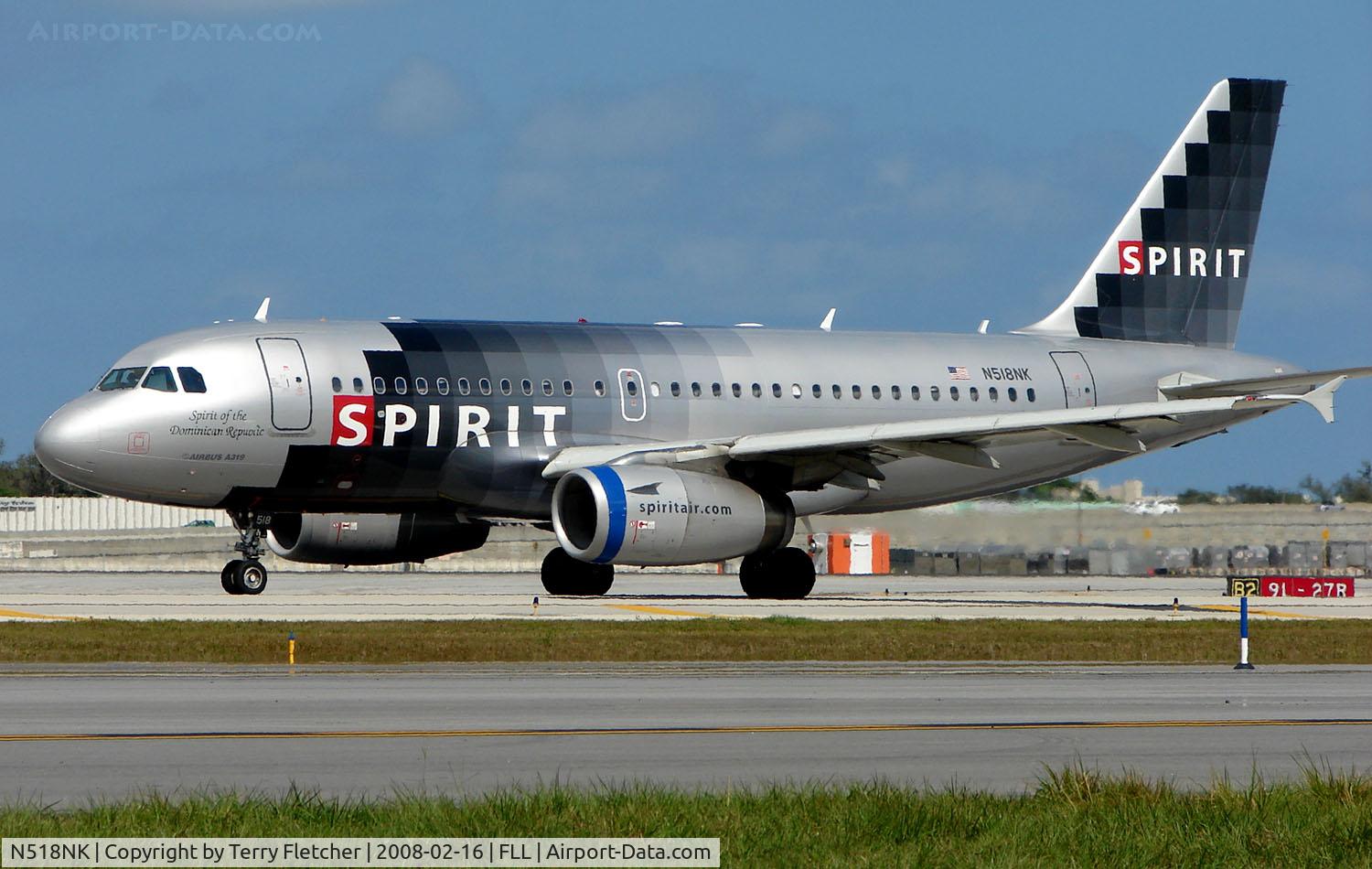 N518NK, 2006 Airbus A319-132 C/N 2718, Spirit A319 about to depart from FLL