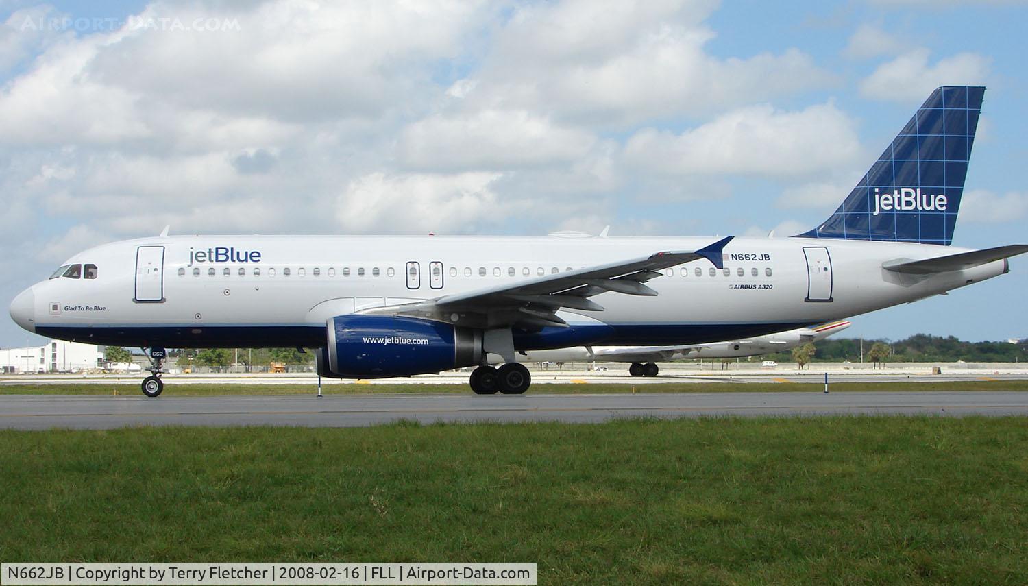 N662JB, 2007 Airbus A320-232 C/N 3263, Jetblue A320 prepares to depart FLL