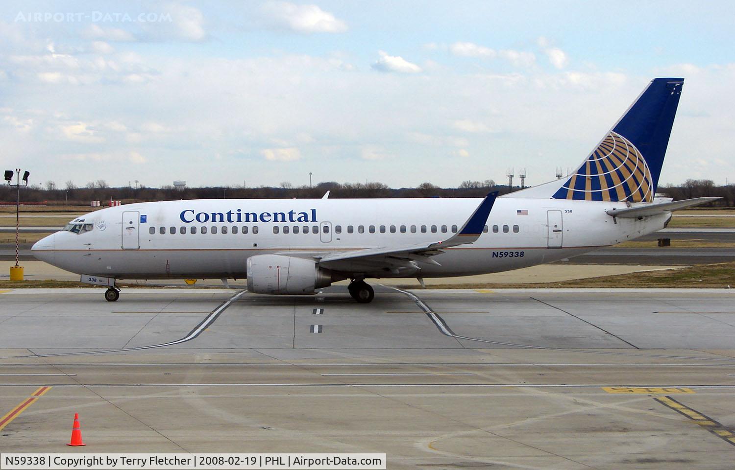 N59338, 1987 Boeing 737-3TO C/N 23576, Continental B737 at Philadelphia