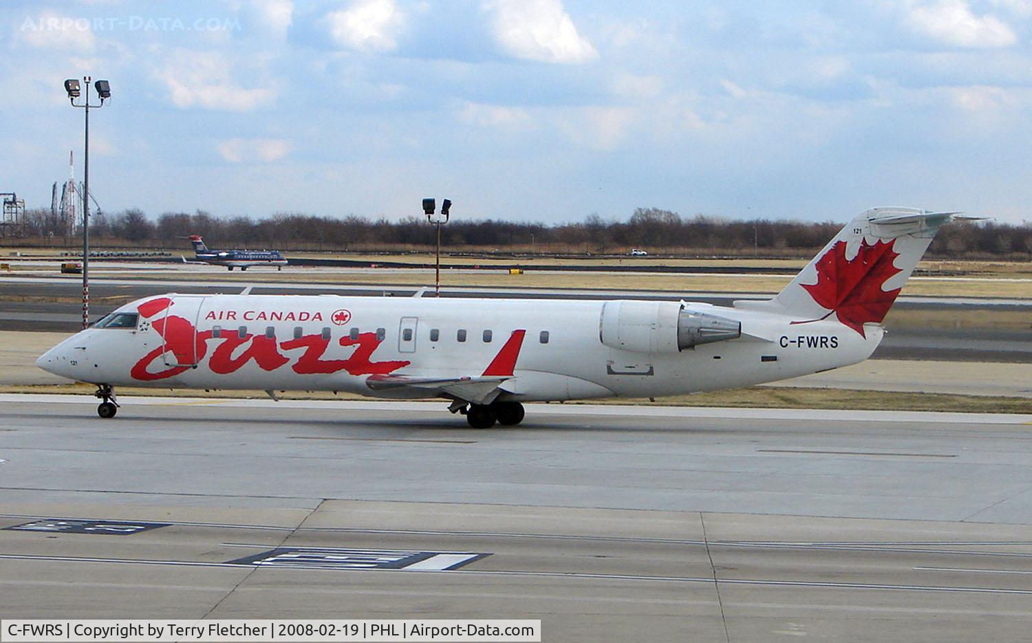 C-FWRS, 1996 Canadair CRJ-100ER (CL-600-2B19) C/N 7112, Air Canada Jazz CLRJ at Philadelphia