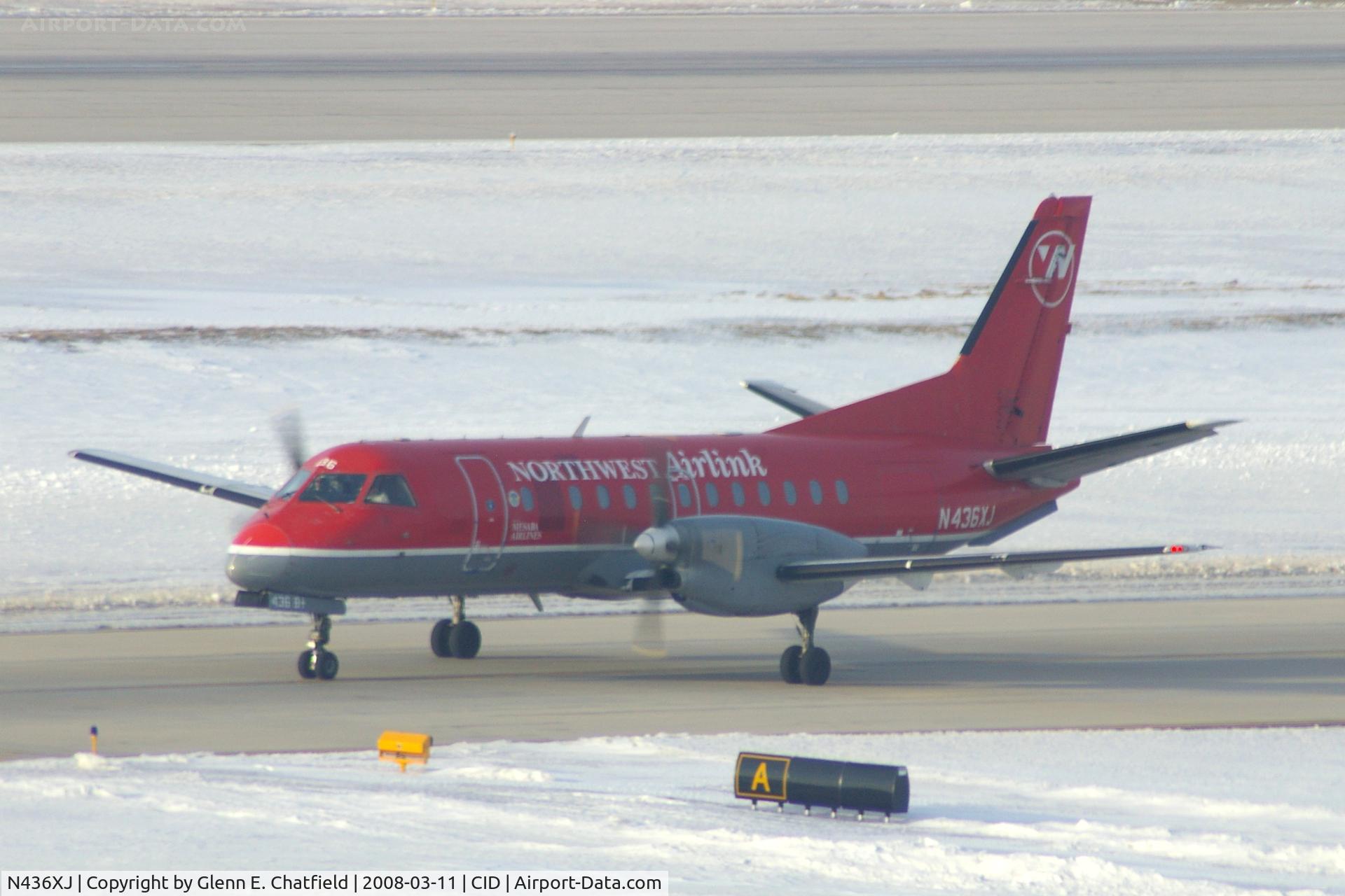 N436XJ, 1998 Saab 340B+ C/N 340B-436, Taxiing inbound on Alpha from Runway 27