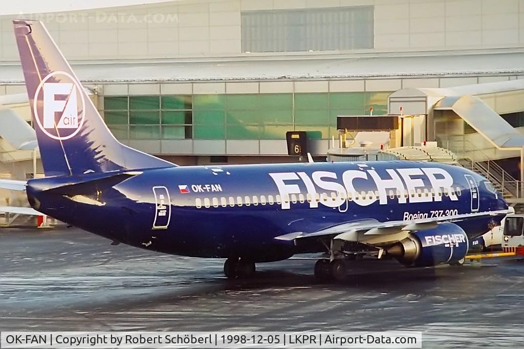 OK-FAN, 1997 Boeing 737-33A C/N 27469, parked infront of the terminal in PRG/LKPR
