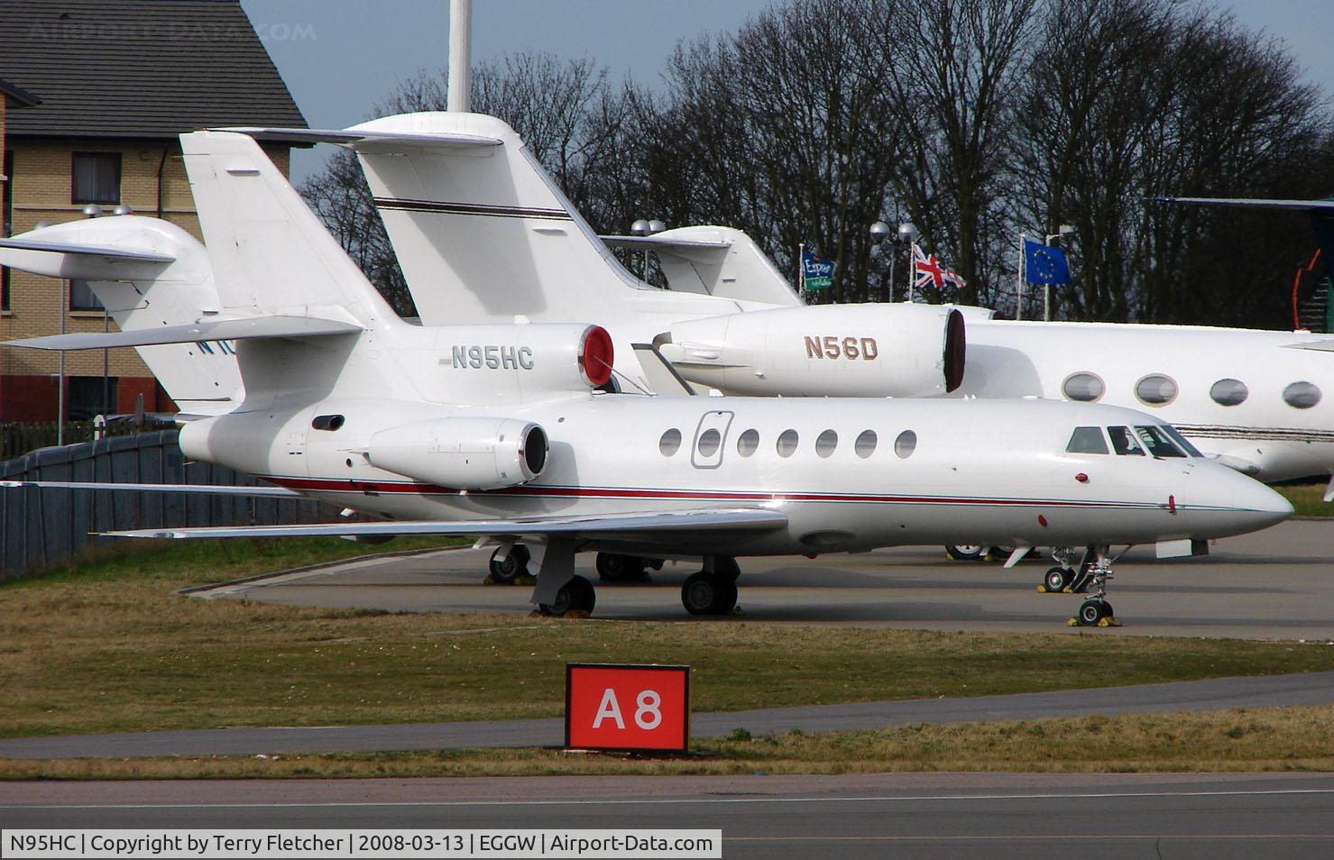N95HC, 1994 Dassault Falcon 50 C/N 244, Falcon 50 on a busy Luton ramp