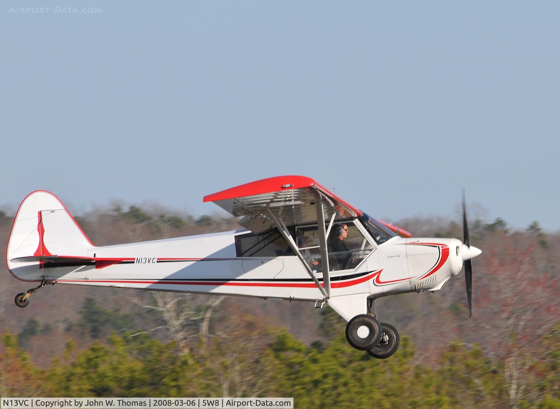 N13VC, 2004 Piper PA-18 Replica C/N 0002, Coming in