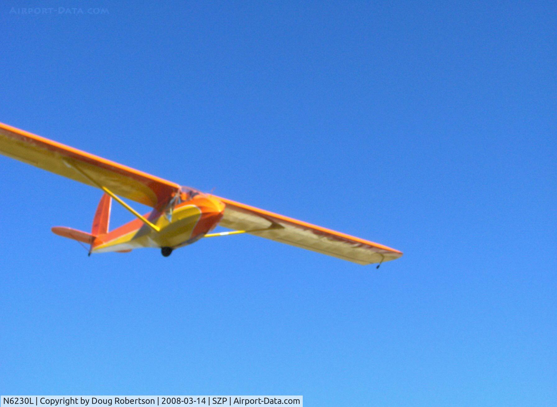 N6230L, 1964 Schweizer SGU 2-22E C/N 182, 1964 Schweizer SGU 2-22E Glider on short final for Rwy 22, solo by 14 year old solo-certificated glider pilot (soloed on 14th birthday- on 3 February 2008)