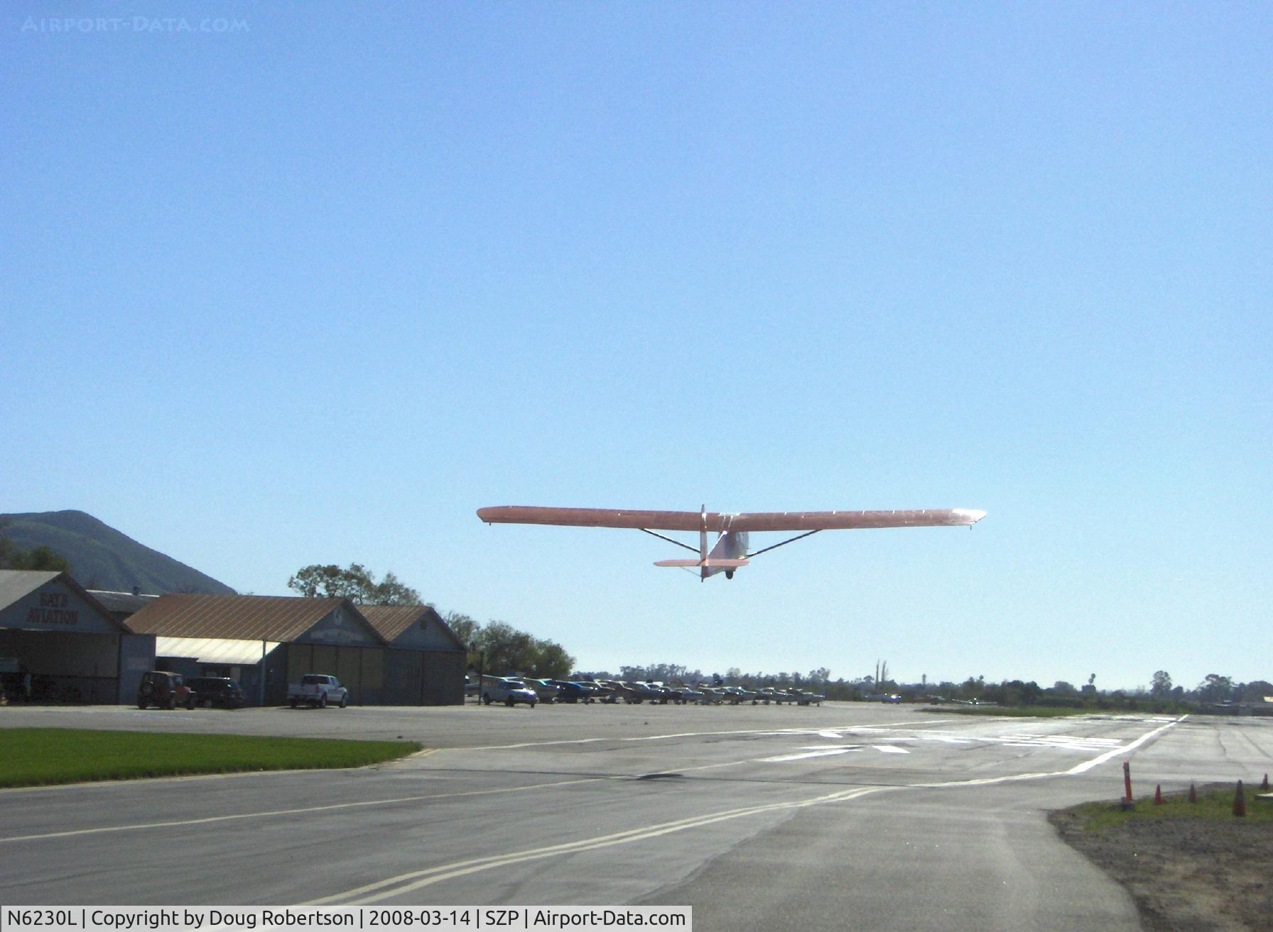 N6230L, 1964 Schweizer SGU 2-22E C/N 182, 1964 Schweizer SGU 2-22E Glider landing Rwy 22, solo by 14 year old certificated glider pilot