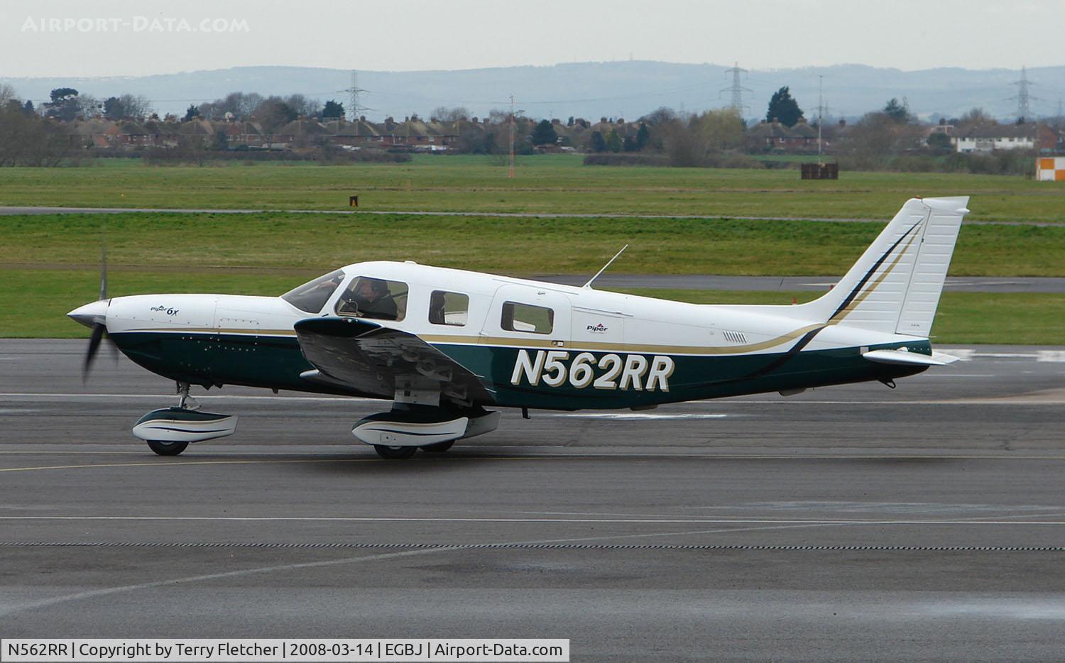 N562RR, 2004 Piper PA-32-301FT 6X Saratoga Saratoga C/N 3232021, A visitor to Gloucestershire Airport on the day of the horse racing Gold Cup  at the nearby Cheltenham Racecourse