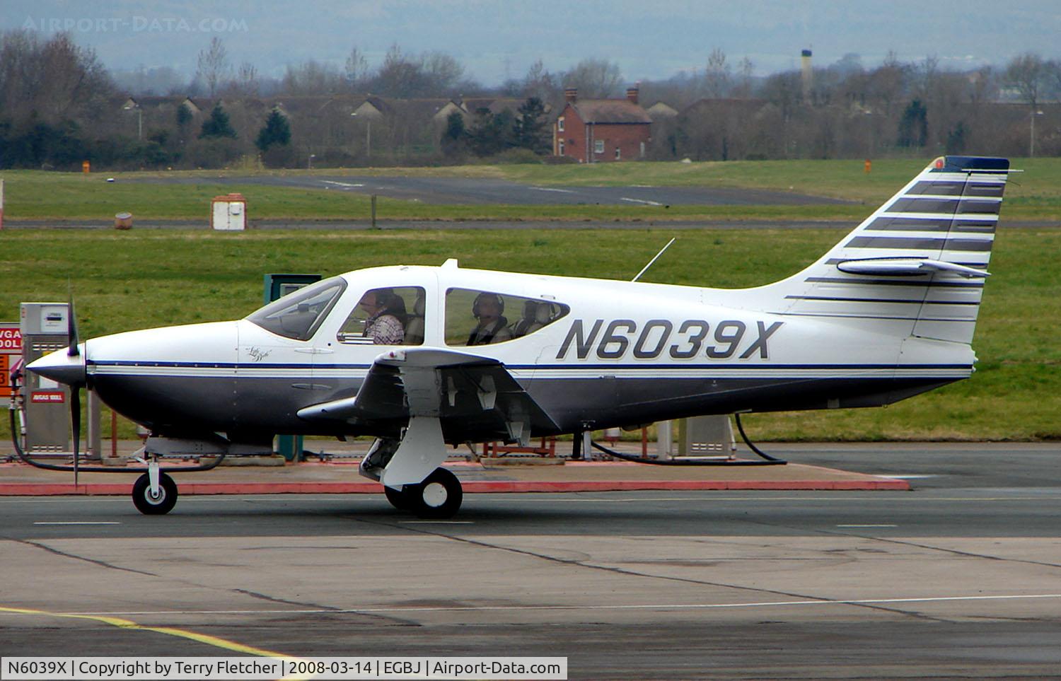 N6039X, 1995 Rockwell Commander 114-B C/N 14639, A visitor to Gloucestershire Airport on the day of the horse racing Gold Cup  at the nearby Cheltenham Racecourse