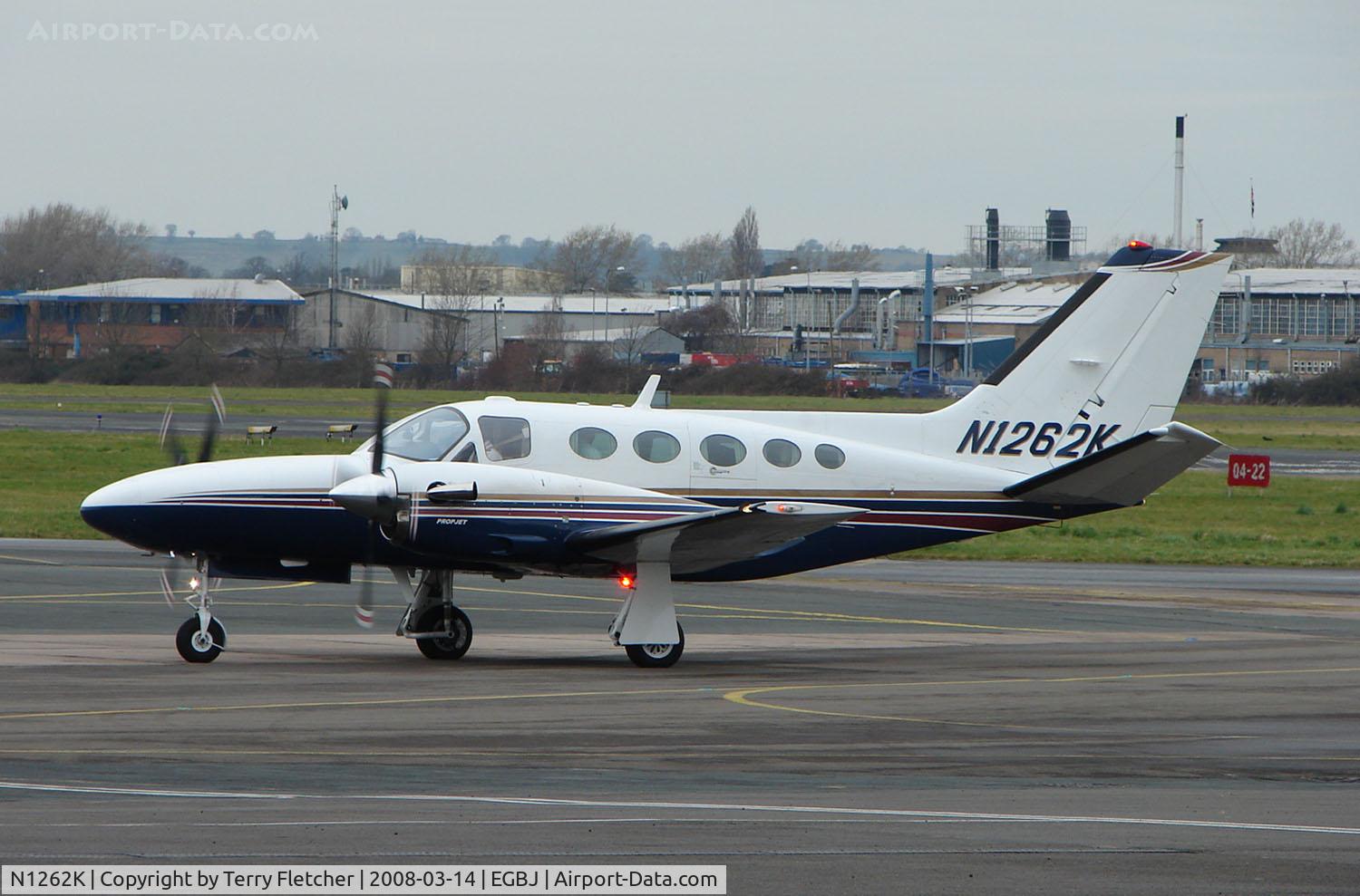 N1262K, 1985 Cessna 425 Conquest 1 C/N 425-0234, A visitor to Gloucestershire Airport on the day of the horse racing Gold Cup  at the nearby Cheltenham Racecourse
