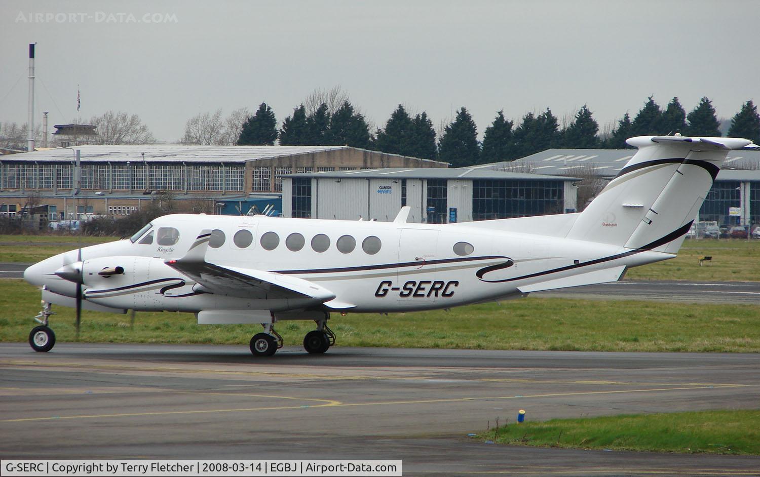 G-SERC, 2005 Beech Super King Air 350 C/N FL-438, A visitor to Gloucestershire Airport on the day of the horse racing Gold Cup  at the nearby Cheltenham Racecourse