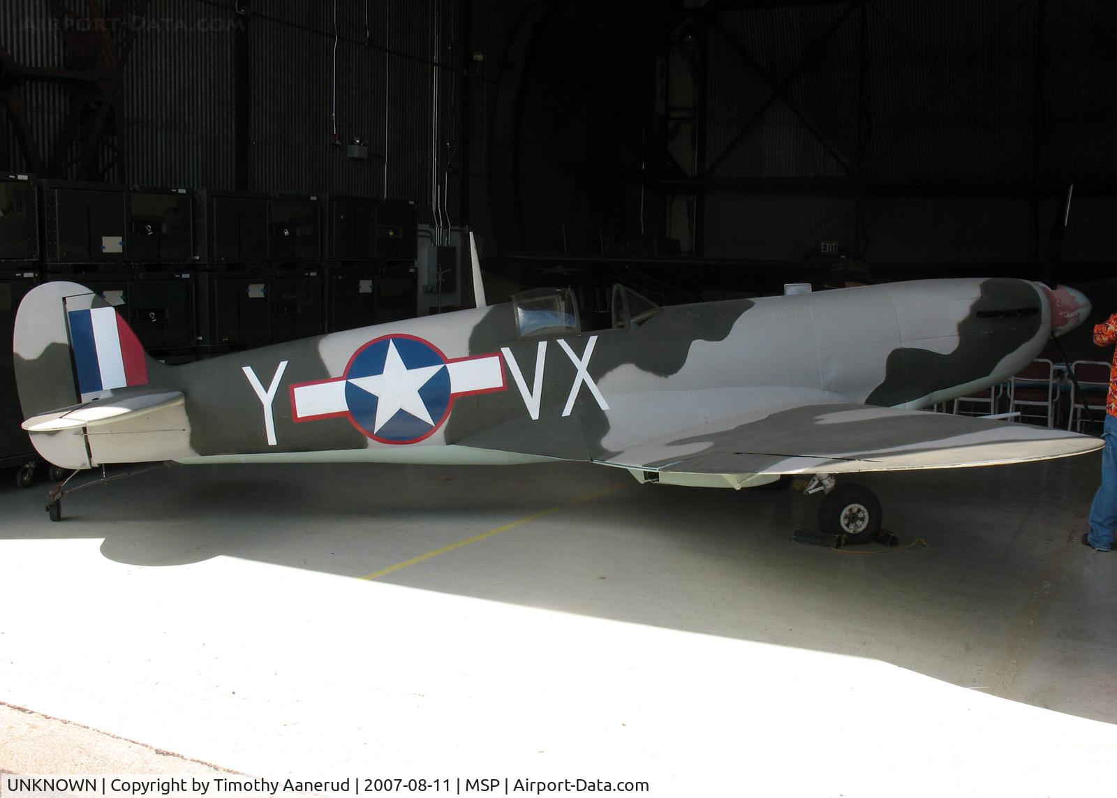 UNKNOWN, , Exerimental Amateur-Built Spitfire 3/4 Mark V by John Carter, St Cloud, MN.  1992. Lycoming O-320, 150 HP. On display at the Minnesota Air National Guard Museum