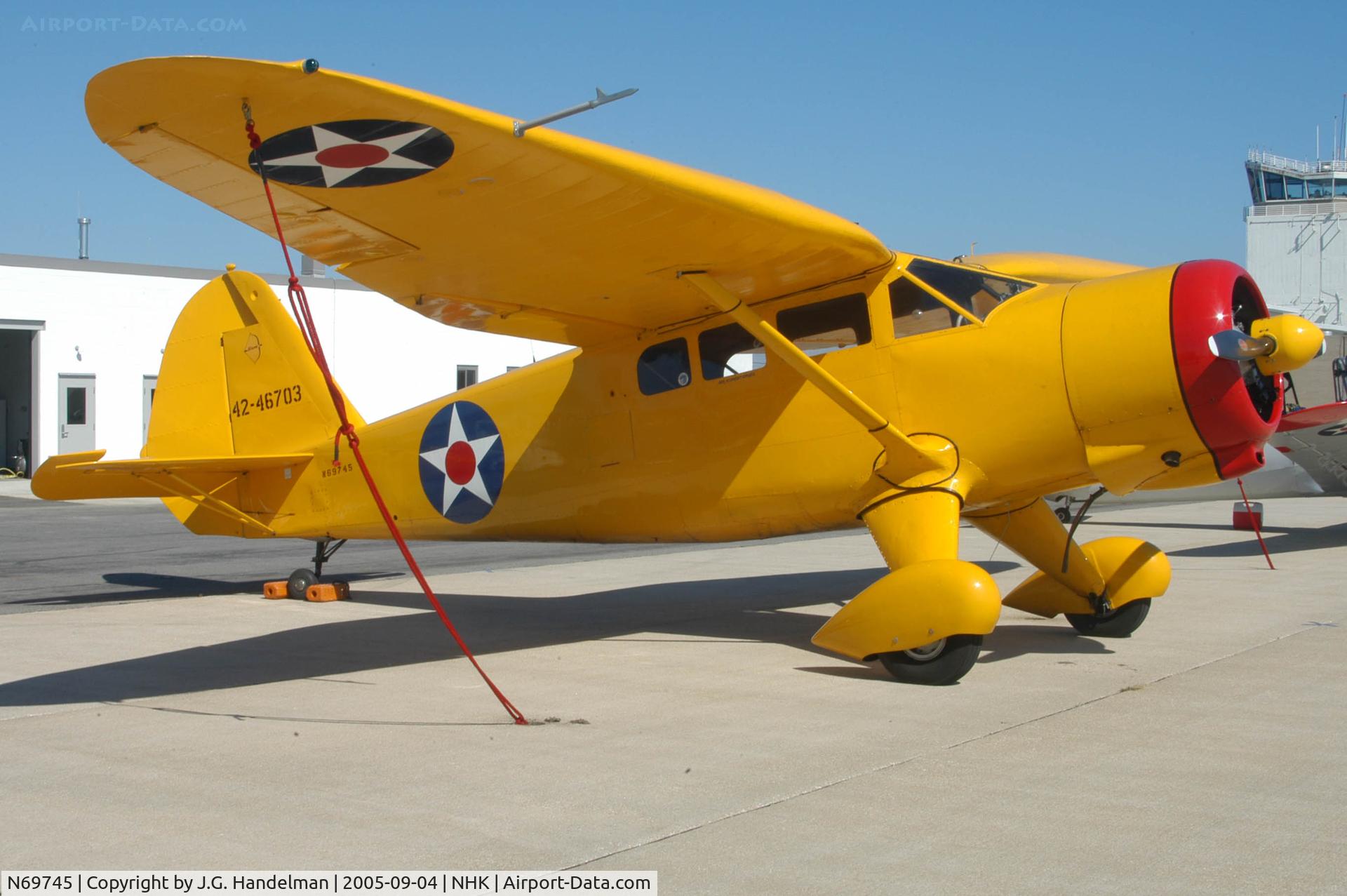 N69745, 1955 Stinson V77 Reliant C/N 77-64, on ramp at Pax River