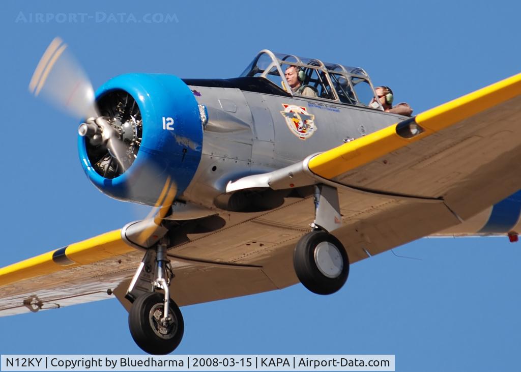 N12KY, 1943 North American SNJ-5 Texan Texan C/N 90995, The Spirit of '44 on final approach to 17L at APA.
