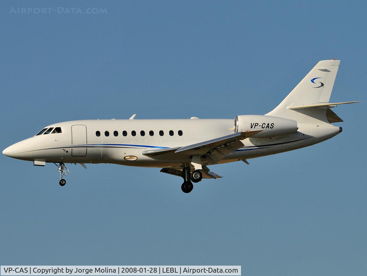 VP-CAS, 1993 Dassault Falcon 2000 C/N 1, Clear to land RWY 25R.