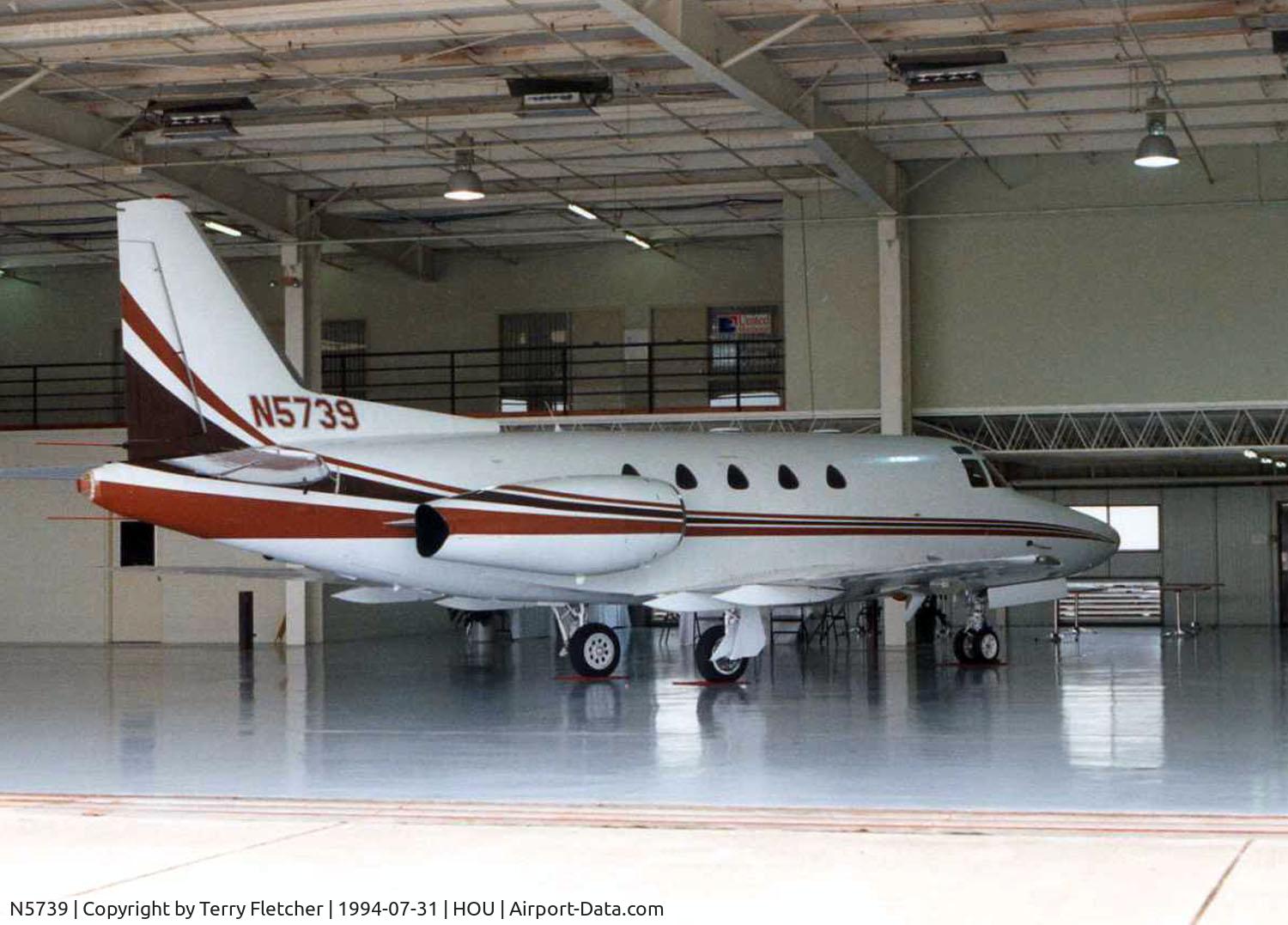 N5739, 1979 Dassault-Breguet Falcon 50 C/N 11, These marks were worn by a Sabre 65 back in 1994 when this aircraft was photographed in its hangar at Houston Hobby