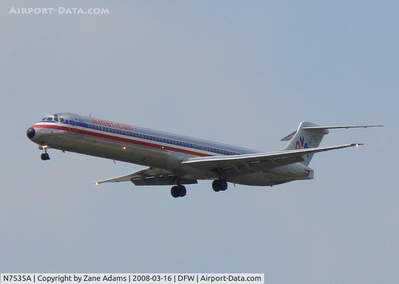 N7535A, 1990 McDonnell Douglas MD-82 (DC-9-82) C/N 49989, American Airlines Landing 18R at DFW