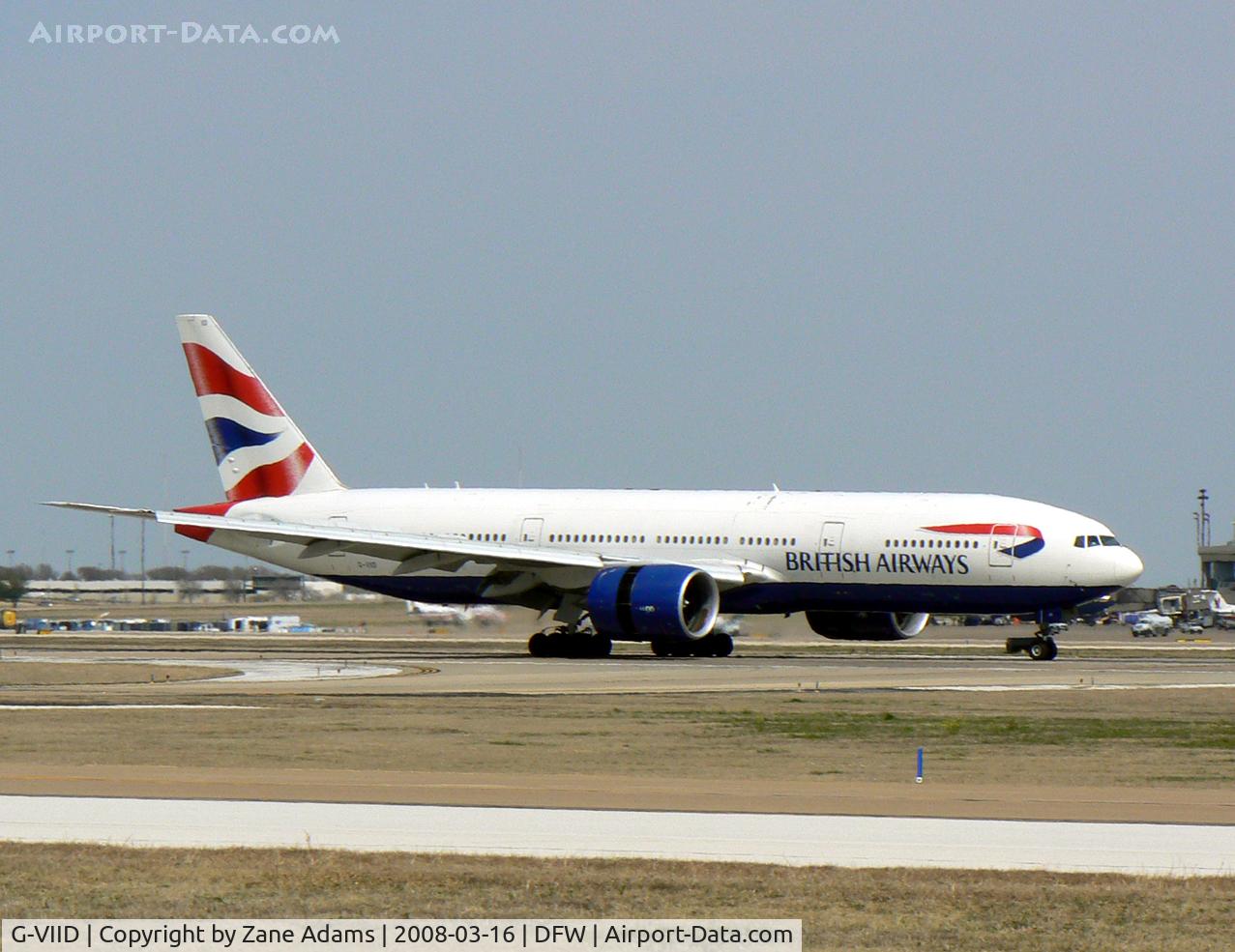 G-VIID, 1997 Boeing 777-236 C/N 27486, British Airways landing at DFW