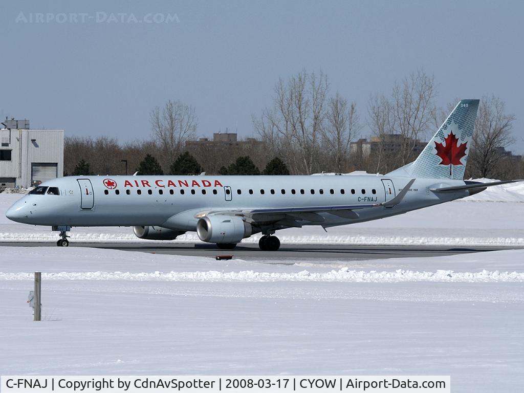 C-FNAJ, 2007 Embraer 190AR (ERJ-190-100IGW) C/N 19000134, Air Canada E190 rolling down Rwy 25 heading to YYZ