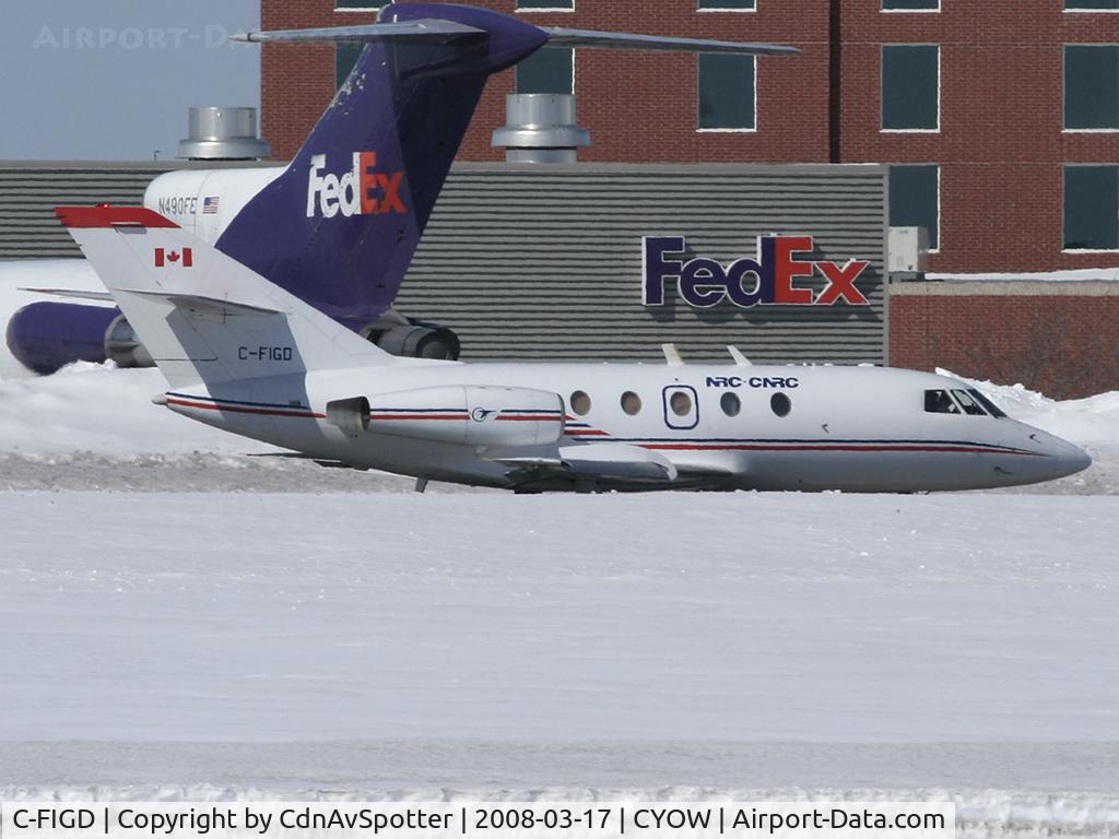 C-FIGD, 1967 Dassault Falcon (Mystere) 20C C/N 109, NRC Dassault Mystere doing some sort of experimental flight