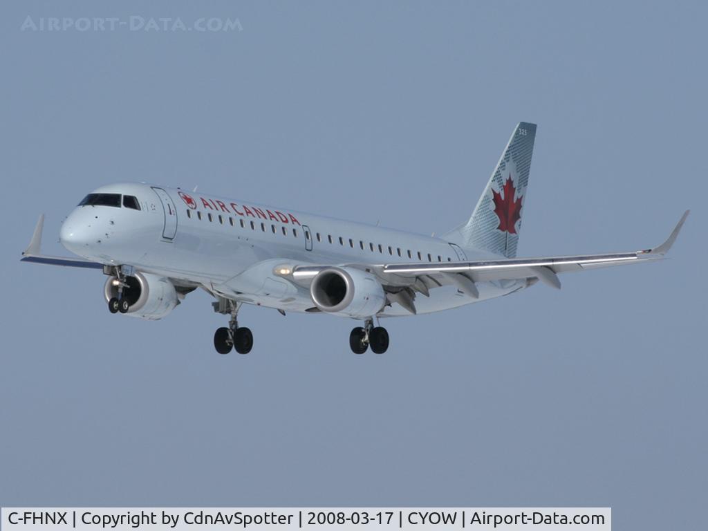 C-FHNX, 2007 Embraer 190AR (ERJ-190-100IGW) C/N 19000083, Air Canada E190 Landing on Rwy 25 inbound from YHZ