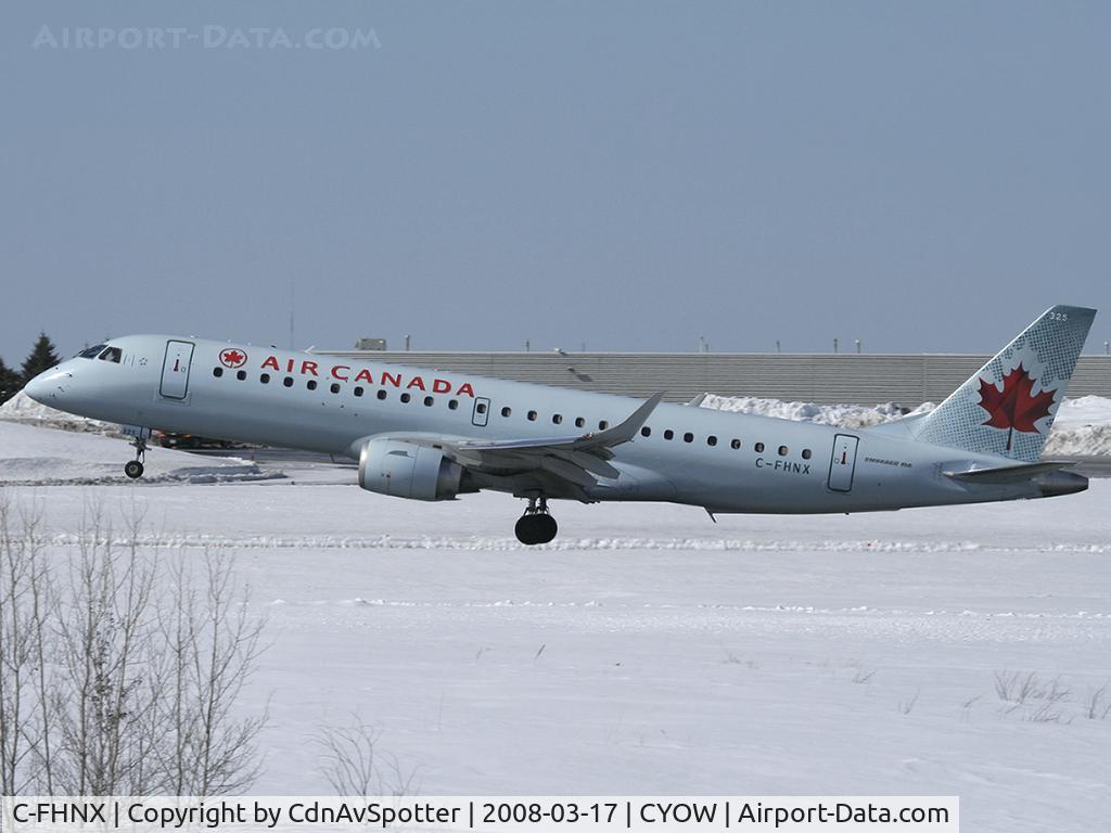 C-FHNX, 2007 Embraer 190AR (ERJ-190-100IGW) C/N 19000083, Air Canada E190 Landing on Rwy 25 inbound from YHZ