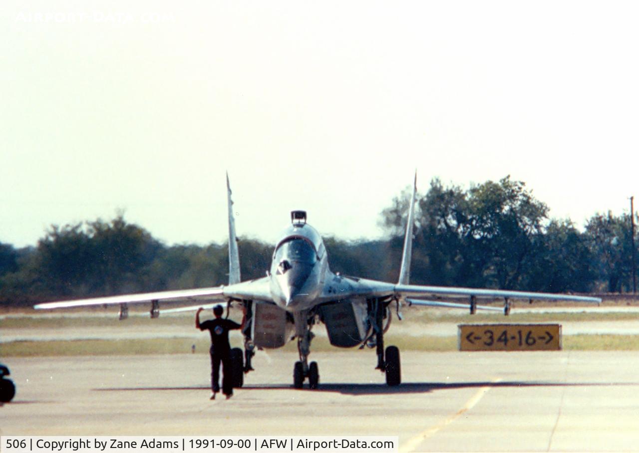 506, Mikoyan-Gurevich MiG-29 C/N 35121, Mig-29 at Alliance Ft. Worth Airshow - one of the first apearances of current Soviet technology at US airshows.
