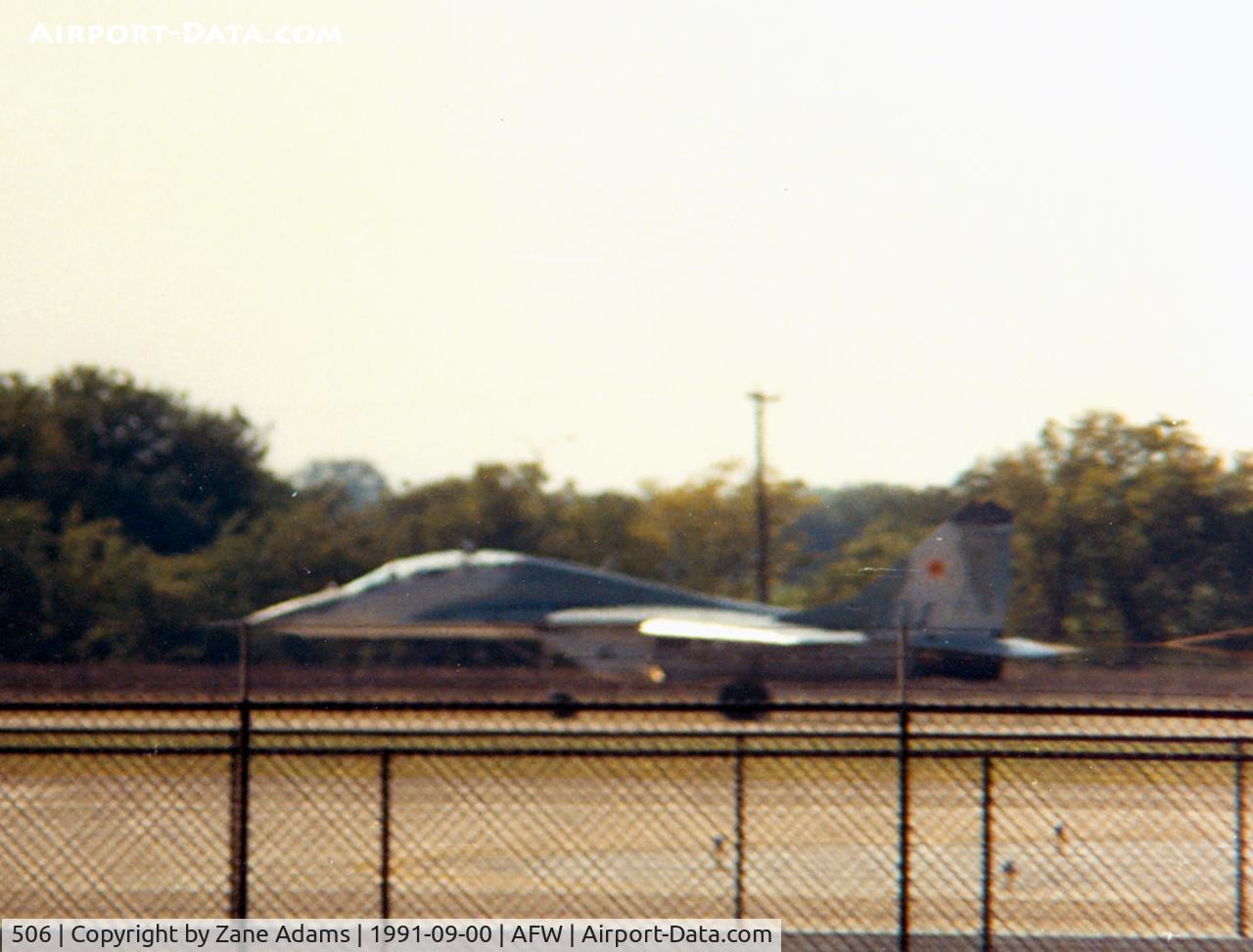 506, Mikoyan-Gurevich MiG-29 C/N 35121, Mig-29 at Alliance Ft. Worth Airshow - one of the first apearances of current Soviet technology at US airshows.
