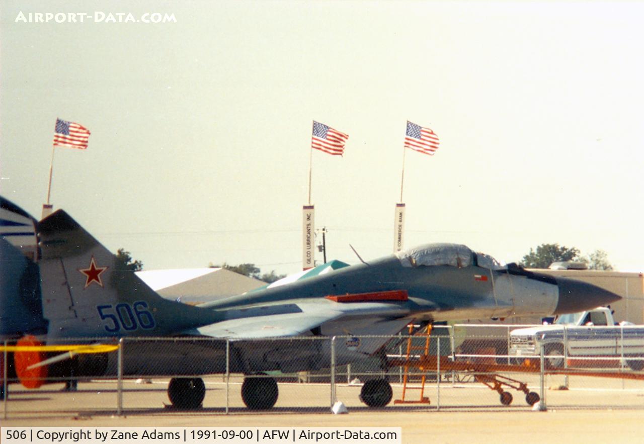 506, Mikoyan-Gurevich MiG-29 C/N 35121, Mig-29 at Alliance Ft. Worth Airshow - one of the first apearances of current Soviet technology at US airshows.