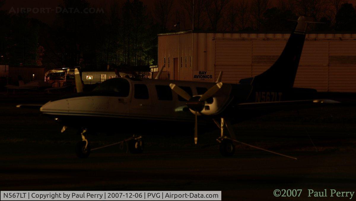 N567LT, 1970 Smith AEROSTAR 601 C/N 61-0053-102, Darkness barely hides this Aerostar, in for the night
